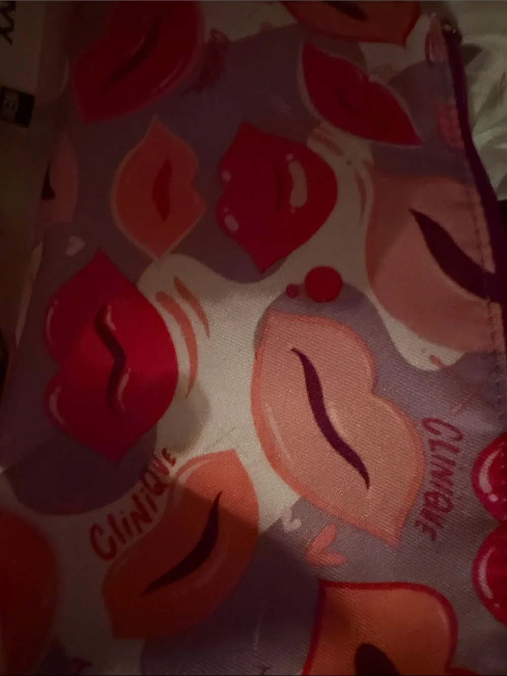 Pink Lip Mask Sheet & Pink Kiss Print Cosmetic Pouch filled etc